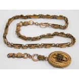 Victorian gold plated fancy link choker with pendant locket