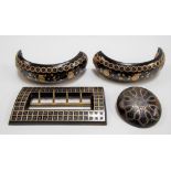 Victorian tortoiseshell gold and silver inlaid pique large rectangular buckle; together with a