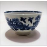 18th Century Worcester tea bowl, blue & white transfer printed with a trellis garden, the base