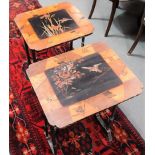 19th Century Japanese Kayaki parquetry and lacquer occasional table upon four slender turned