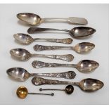 Set of six Edwardian silver Zodiac and month tea spoons, Birmingham 1905; together with a George III