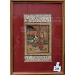 Indian illuminated gouache leaf from a manuscript depicting a Courting couple upon a terrace, with