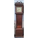 Oak cased thirty hour long case clock with 12in painted dial signed Joseph Baldwin, Burton-on-Trent,