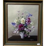 MARY BROWN Still life of flowers Oil on canvas Signed 60cm x 49cm