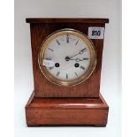 Oak cased two-train clock, the 4in white enamel dial with Roman Numerals signed Chas Frodsham to the