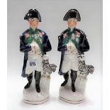 Two Victorian Staffordshire Pottery figures of Nelson with an eagle at his side