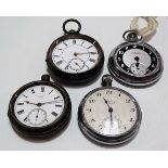 Two silver cased key wind pocket watches, one by Pearson Truro (both af); together with two nickel