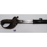 A Royal Navy Officer's sword by Mackay Devonport with sharkskin grip, lion pommel and folding