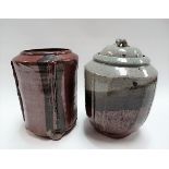 Tim Lake Studio Pottery Tenmoko glazed cylindrical vase, impressed potter's seal, height 19cm;