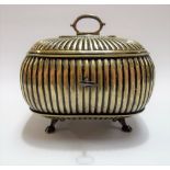 19th Century Continental silver gilt Austria Hungarian tea caddy, of oblong fluted form, the