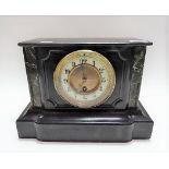 Black slate single train timepiece, width 29.5cm