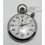 Breitling Genève chrome cased crown wind stopwatch, the white enamel dial with 0.60 seconds,