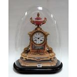 French bronze ormolu and porcelain two-train clock, the 3in white enamel dial signed 1 HRY MARC,