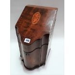 19th Century mahogany inlaid knife box, height 38cm.