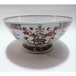 19th Century Samson famille rose armorial pedestal punchbowl, red painted mark to the base, diameter