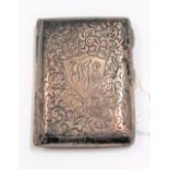 Edwardian silver foliate scroll engraved cigarette case with monogram engraved shield, maker S &