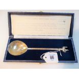 Modern silver large commemorative spoon 'The Truro Centenary Spoon' Limited Edition no. 29 by W.A.