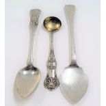 Victorian Irish silver condiment spoon, maker G. Brown, Dublin 1866; together with Victorian &
