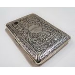 Victorian silver foliate and strapwork engraved card case with dedication and dated 1888, maker
