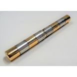 Silver & gold banded pen case, stamped D.A.I. RING, length 13.5cm, weight 47.4g approx