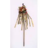 Chinese silver plated coral bead hairpin, length 20.5cm.