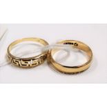 9ct hallmarked gold wedding band, weight 1.8g; together with a 14ct gold band ring, weight 1.4g