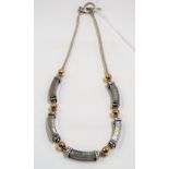 Contemporary 925 silver & yellow gilt metal bead necklace, length 43cm, weight 34.7g approx