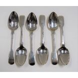 Set of six Victorian silver fiddle pattern teaspoons, maker William Robert Smily, London 1853,