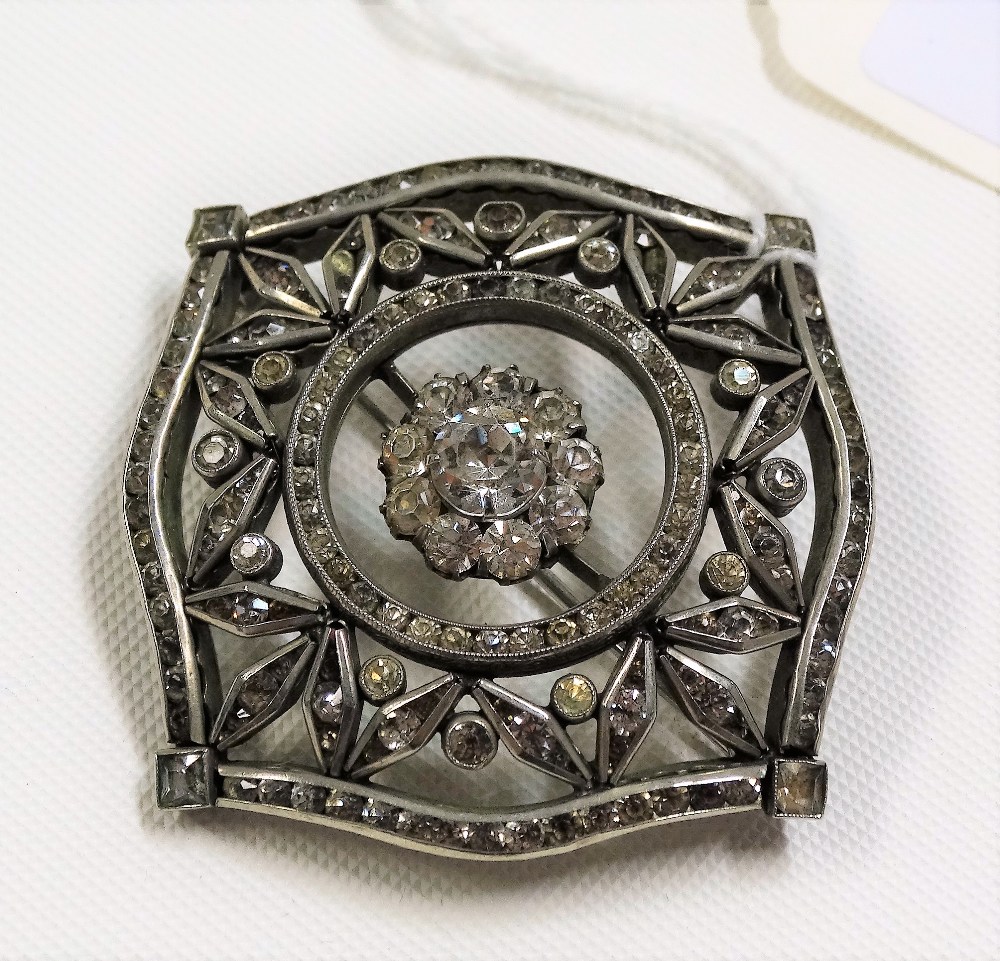 White metal clear stone set brooch designed by Gemma Redmond, stamped to the back ORGM 1138525,