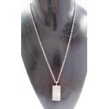Modern silver ingot pendant upon sterling silver curb necklace, weight overall 1.30oz approx