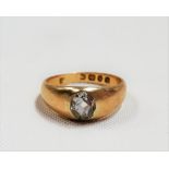 Victorian 18ct gold gentleman's diamond set ring, the diamond of 0.88ct spread approx, hallmarked