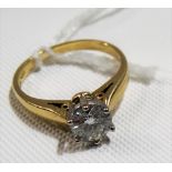 18ct hallmarked gold diamond solitaire ring, the diamond of 0.75ct spread approx, weight 3.3g