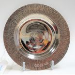 Good modern silver small bowl by Gerald Benney, with textured rim and engraved vine leaf and