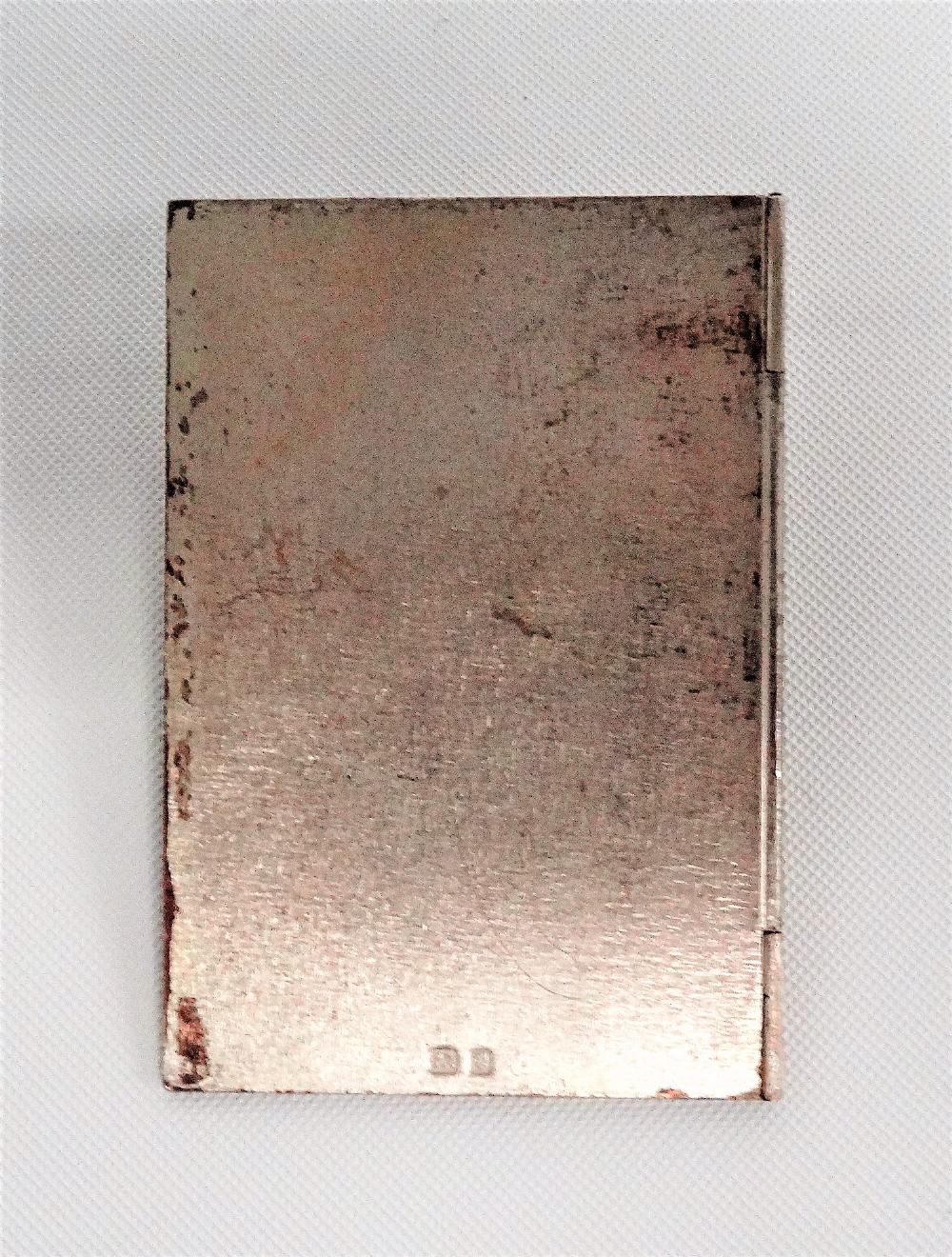 Contemporary silver and silver gilt hinged 'card', the front with applied cast and chased three - Image 4 of 4