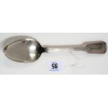 Victorian silver Provincial fiddle pattern table spoon by Thomas Sewell, Newcastle 1855, weight