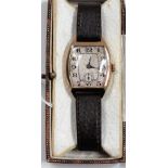 1920's Omega 18ct gold cased gentleman's wristwatch, the 22mm silvered dial with stylised Arabic