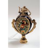 18ct gold and coloured enamel Italian miniature scent bottle in the form of a twin handled