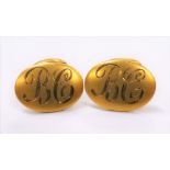 Pair of 10k gold bar cufflinks, monogrammed, stamped 10k, weight 4.3g approx.