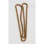 9ct tri-colour gold hollow rope-twist necklace & matching bracelet, weight 5.5g approx