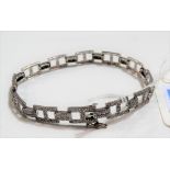 Modern 9ct white gold diamond set link bracelet, length 20.5cm, weight 13.5g approx