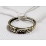 Modern 9ct white gold diamond chip half eternity ring, weight 1.5g approx.