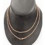 9ct gold fancy link Longuard necklace, length 82cm, weight 18g approx.