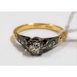 18ct gold & platinum diamond solitaire ring, the rose cut diamond of 0.40ct spread approx, weight