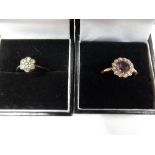 Two 9ct gold stone set cluster rings, weight 3.3g approx