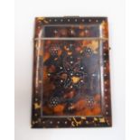 19th Century tortoiseshell and silver pin inlaid card case, length 9cm.