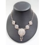 Silver Art Nouveau pendant necklace, indistinctly hallmarked, length 41cm.