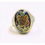 Yellow metal and coloured enamel ring, weight 5.1g approx.