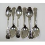 Set of six Victorian Scottish silver Kings pattern teaspoons, maker Alexander Murry, Edinburgh 1853,