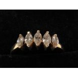 18ct gold marquise cut diamond set five stone ring, each diamond of 0.03ct spread approx, weight 2.