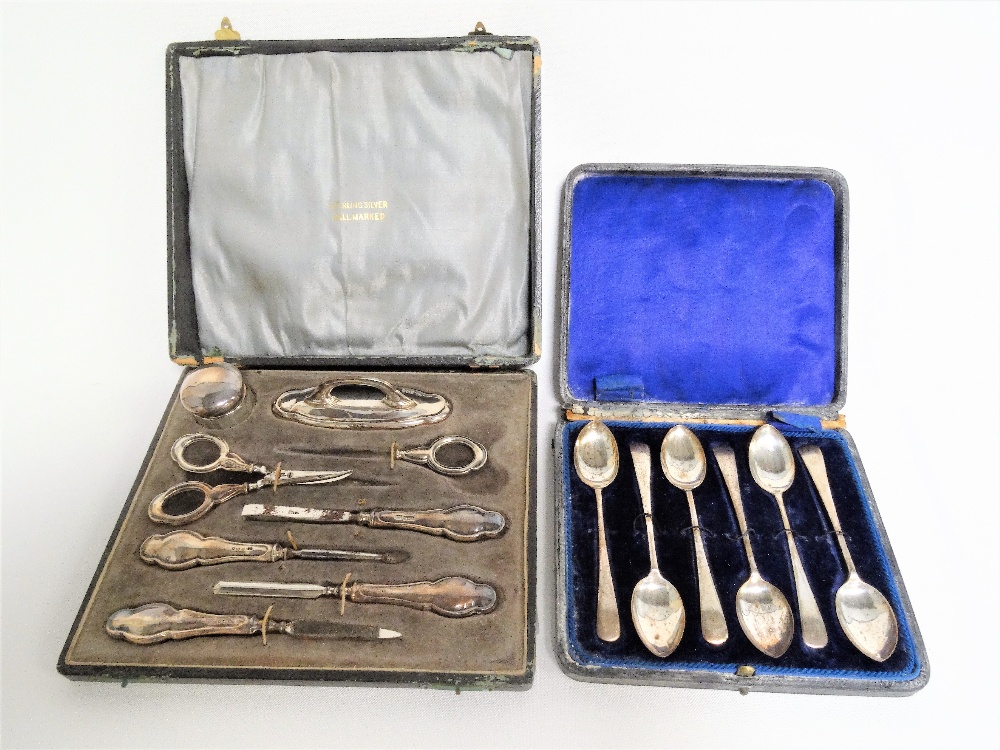 George V cased set of silver teaspoons, maker J.C Ltd, Birmingham 1919, weight 2.55oz approx (case